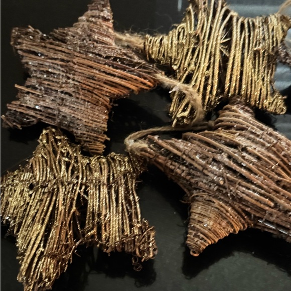 Christmas Holiday Rustic Frosted Twisted Twig Star Ornaments Set - Picture 2 of 12